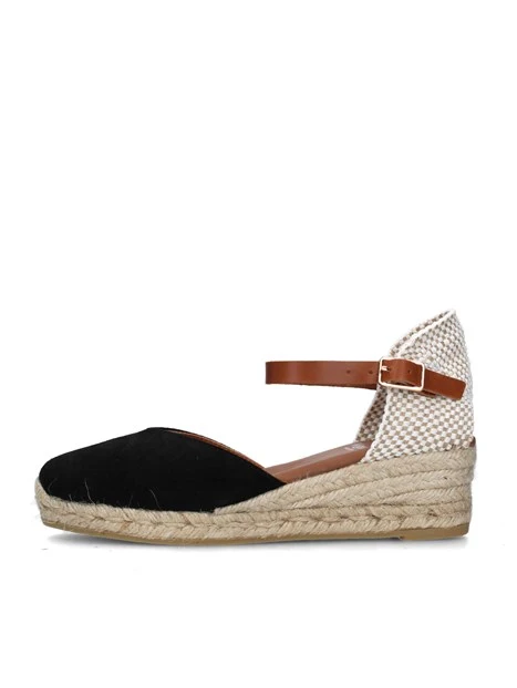 SANDALI CON ZEPPA 1757 ESPADRILLAS DONNA NERO