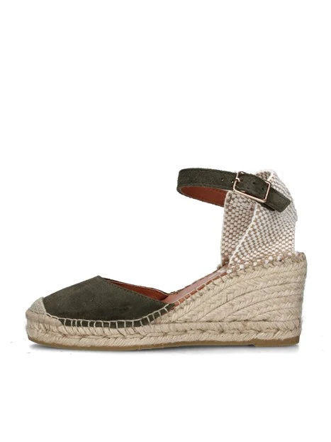 SANDALI CON ZEPPA 1743 ESPADRILLAS DONNA VERDE MILITARE