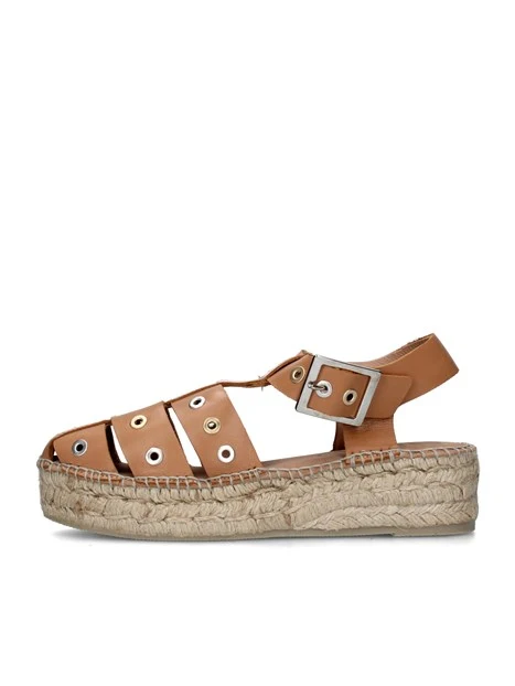 SANDALI CON ZEPPA CHERLIN ESPADRILLAS DONNA BEIGE SCURO