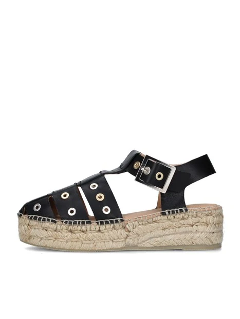 SANDALI CON ZEPPA CHERLIN ESPADRILLAS DONNA NERO