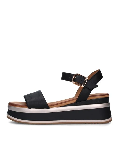 SANDALI CON ZEPPA A98019 DONNA NERO