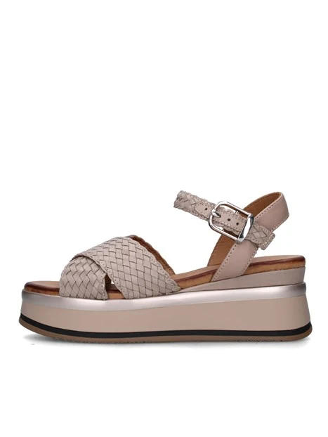 SANDALI CON ZEPPA A98020 DONNA BEIGE SCURO