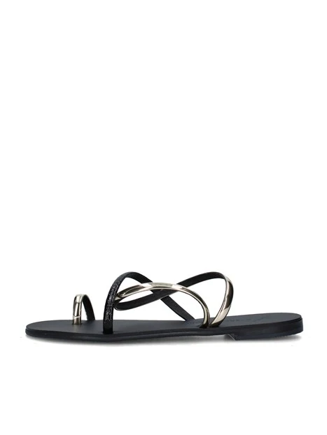 SANDALI TACCO BASSO 63-T DONNA NERO