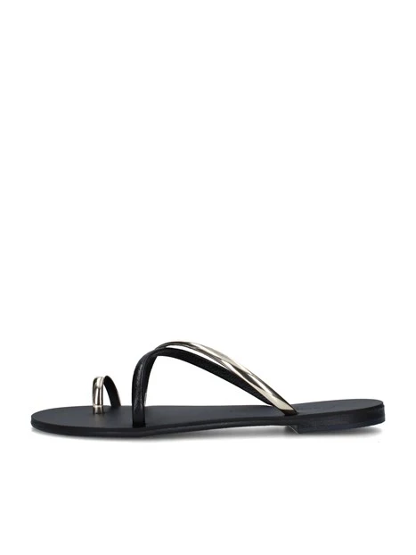 SANDALI TACCO BASSO 5L-T DONNA NERO