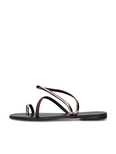 SANDALI TACCO BASSO 63-T DONNA MARRONE