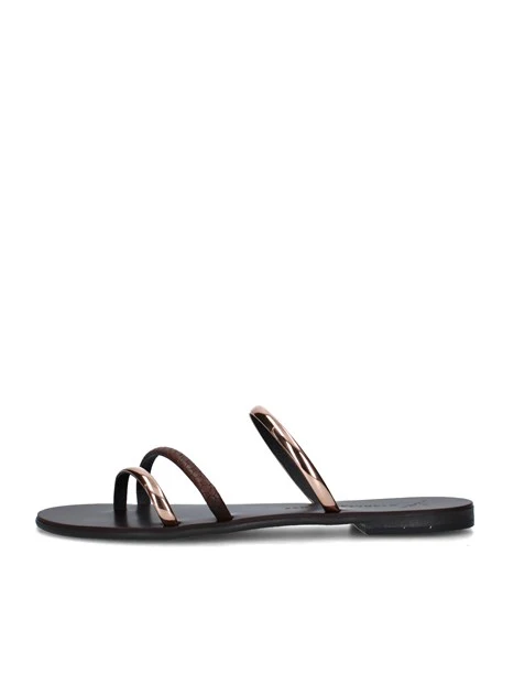SANDALI TACCO BASSO 27-T DONNA MARRONE