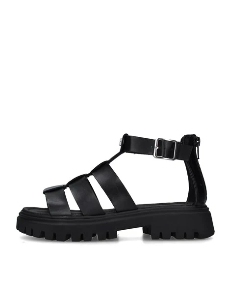 SANDALI TACCO BASSO T-267 DONNA NERO