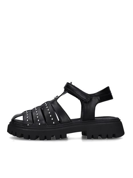 SANDALI TACCO BASSO T-263 DONNA NERO