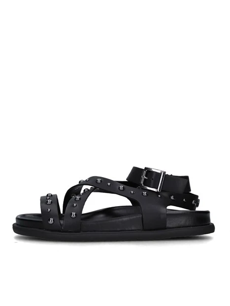 SANDALI TACCO BASSO T-282 DONNA NERO