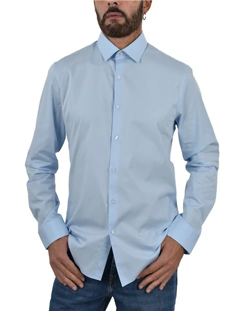 CAMICIA ELEGANTE IN COTONE SLIM FIT UOMO BLU
