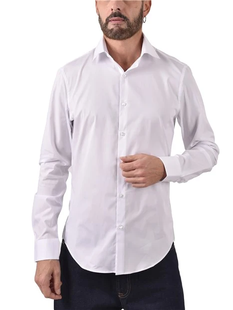 CAMICIA IN COTONE ELASTICIZZATO UOMO BIANCO