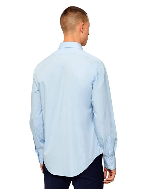 CAMICIA ELEGANTE IN COTONE CON POLSINI REGOLABILI UOMO AZZURRO