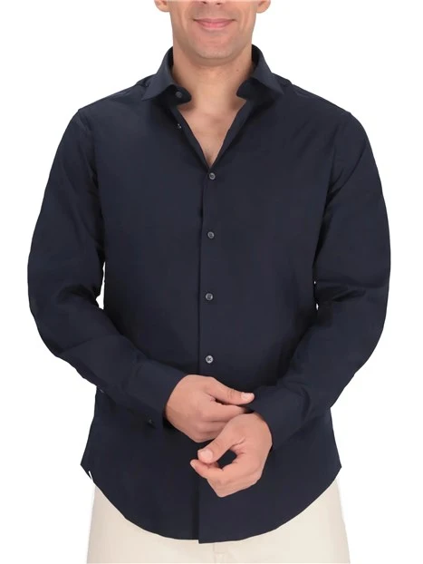CAMICIA ELEGANTE IN COTONE CON POLSINI REGOLABILI UOMO BLU SCURO
