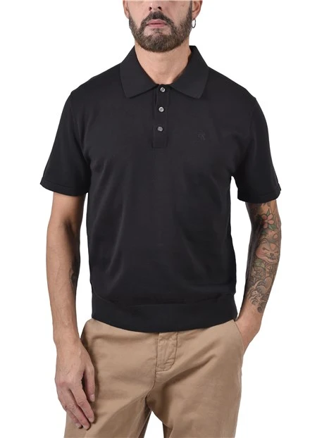 POLO IN MAGLIA ELASTICIZZATA UOMO NERO
