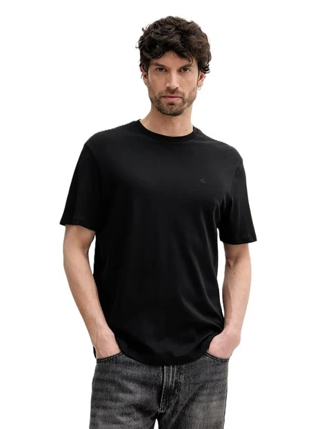 T- SHIRT IN MAGLIA FINE ELASTICIZZATA UOMO NERO