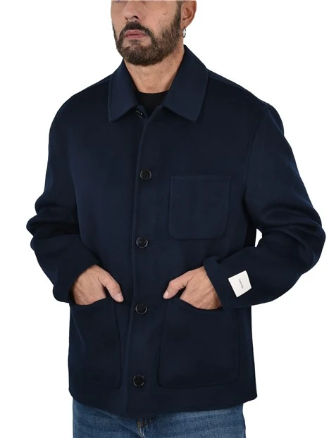 CAPPOTTO CORTO CON TASCA FRONTALE  A FILETTO UOMO BLU