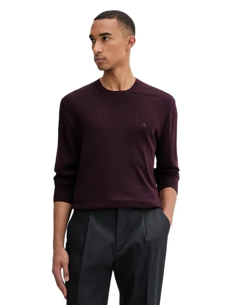 MAGLIA GIROCOLLO IN LANA UOMO BORDEAUX