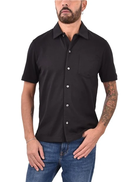 CAMICIA MANICA CORTA IN COTONE UOMO NERO