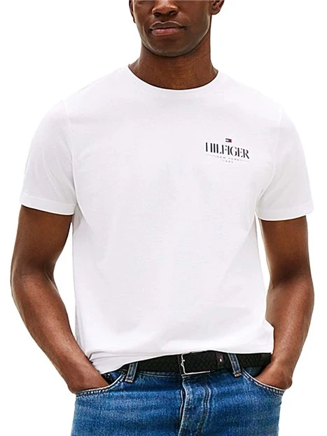T-SHIRT MANICA CORTA CON LOGO A CONTRASTO CON ORLO SEMPLICE UOMO BIANCO