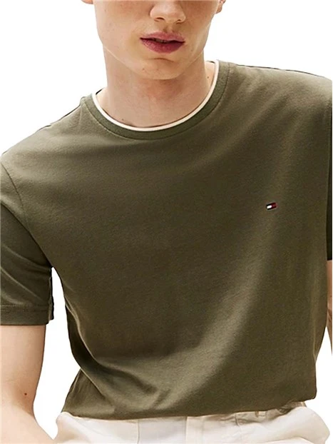 T-SHIRT MANICA CORTA CON BORDATURE A CONTRASTO UOMO VERDE