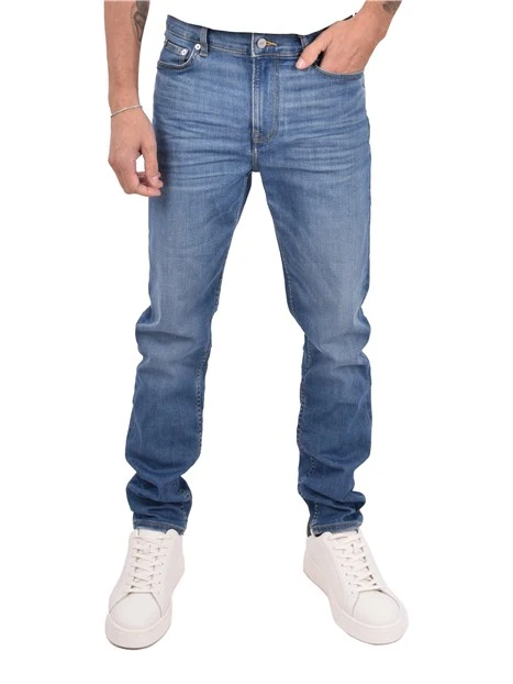 JEANS SLIM FIT CINQUE TASCHE CON ETICHETTA UOMO BLU