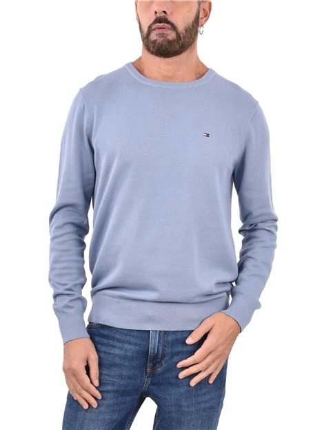 MAGLIA GIROCOLLO CON LOGO RICAMATO UOMO AZZURRO