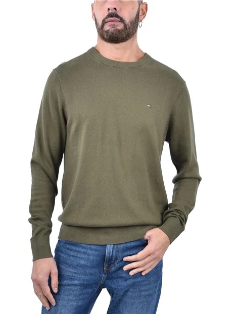 MAGLIA GIROCOLLO CON RICAMO E BORDI A COSTINE UOMO VERDE CHIARO