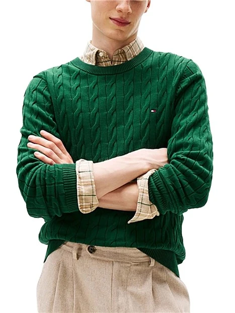 MAGLIA GIROCOLLO CON LAVORAZIONE INTRECCIATA UOMO VERDE