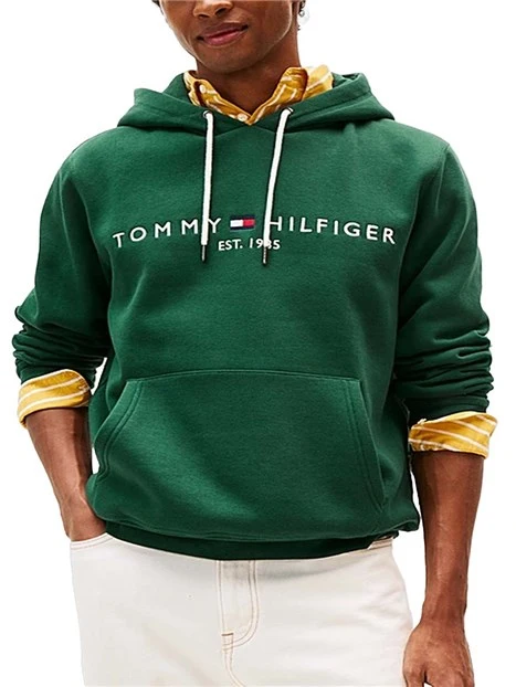 FELPA CON CAPPUCCIO CON COULISSE REGOLABILE UOMO VERDE