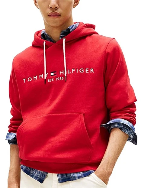 FELPA CON CAPPUCCIO CON COULISSE REGOLABILE UOMO ROSSO