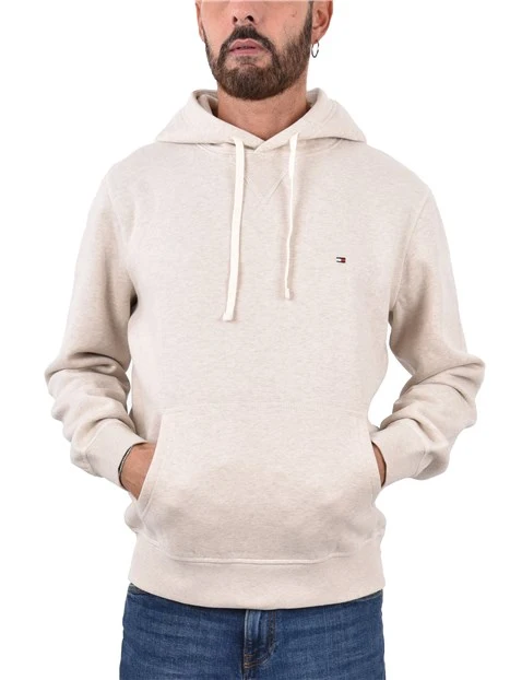 FELPA CON CAPPUCCIO IN COTONE UOMO BEIGE CHIARO