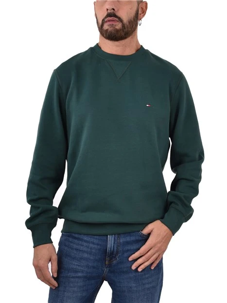 FELPA GIROCOLLO CON INSERTO A V UOMO VERDE