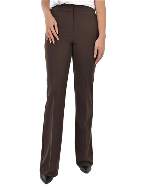 PANTALONE PALAZZO ELASTICIZZATO CON PIEGA STIRATA DONNA MARRONE