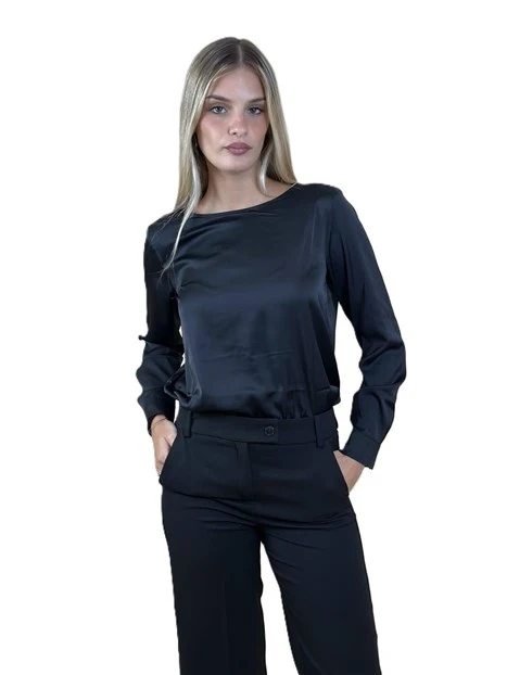 BLUSA IN RASO MADERA DONNA NERO