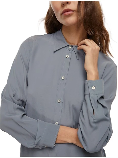 CAMICIA MISTO SETA CARICE DONNA CELESTE