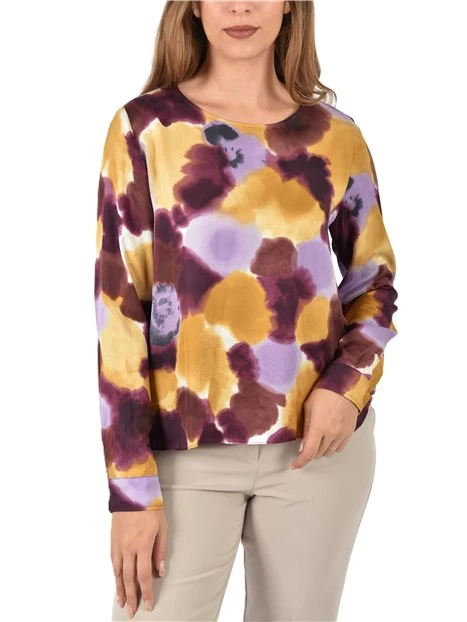 BLUSA IN VISCOSA STAMPATA E SPACCHI LATERALI DONNA GIALLO