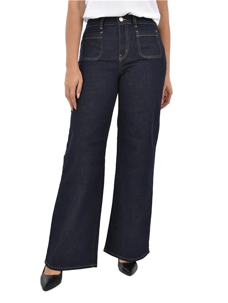 JEANS REGULAR CON BOTTONE PERSONALIZZATO DONNA BLU