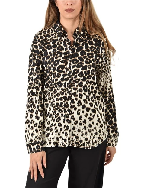 CAMICIA STAMPA ANIMALIER DONNA MARRONE