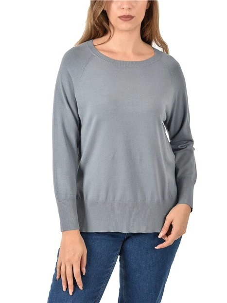 MAGLIA GIROCOLLO STONDATO DONNA AZZURRO