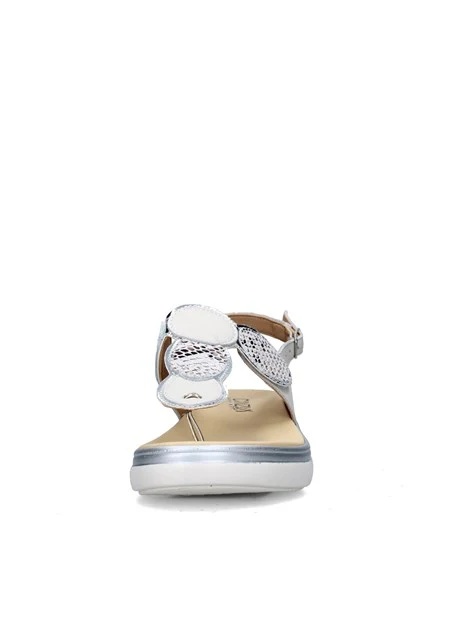 Sandali Confort Cinzia Soft IO12636C – Pelle Bianco Perla Con Zeppa 4cm E Fibbia - 4