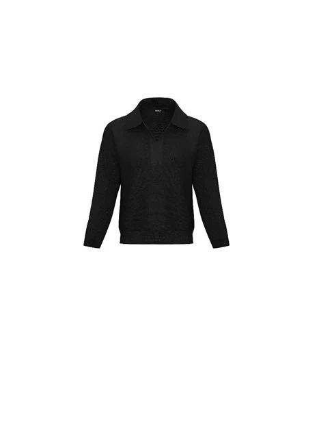 MAGLIA CON SCOLLO A V CON MANICHE A TRE QUARTI DONNA NERO