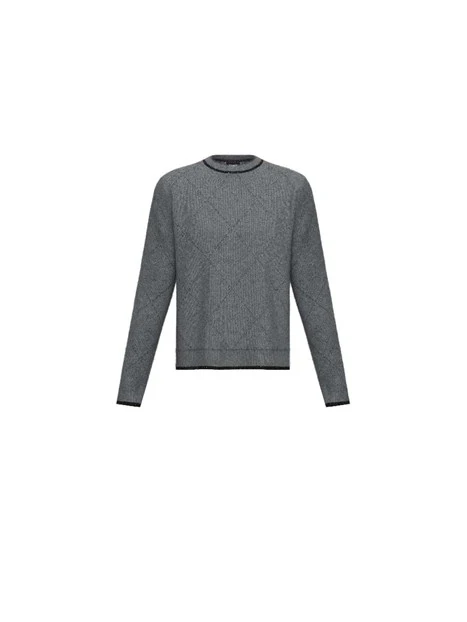 MAGLIA GIROCOLLO IN MISTO LANA CON COLLO RIALZATO DONNA GRIGIO