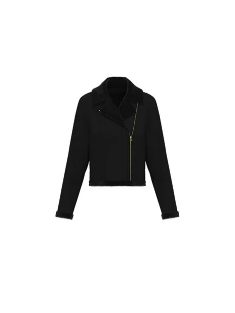GIACCA CORTA IN JERSEY CON ZIP LATERALE DONNA NERO