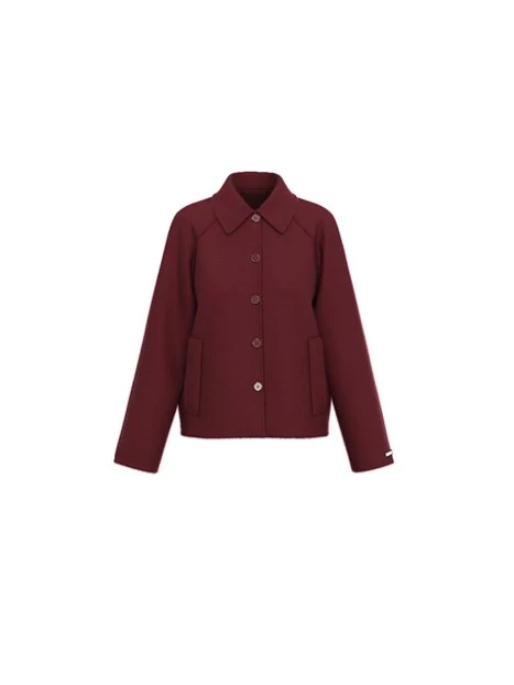CAPPOTTO CORTO  CON REVER DONNA BORDEAUX