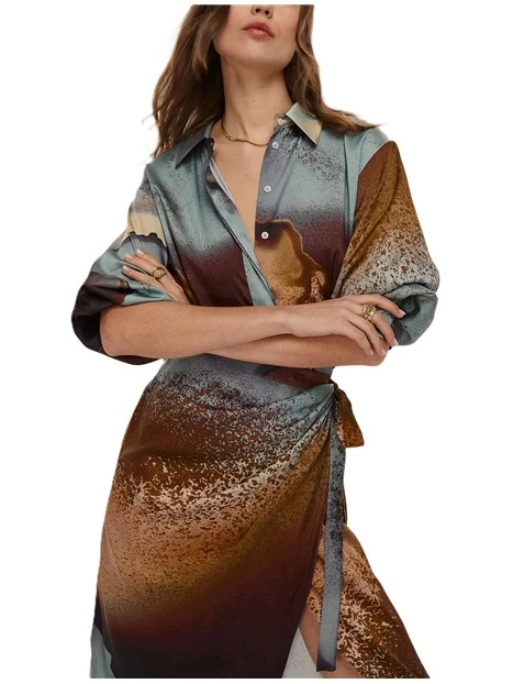 VESTITO LUNGO IN POLIESTERE MERINGA DONNA CELESTE