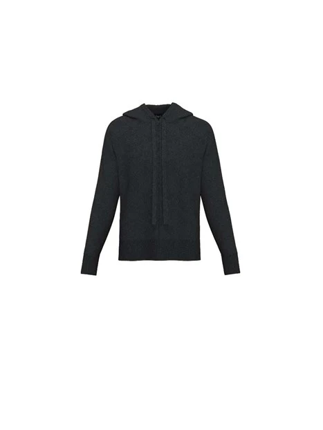 FELPA CON CAPPUCCIO IN MISTO LANA DONNA GRIGIO