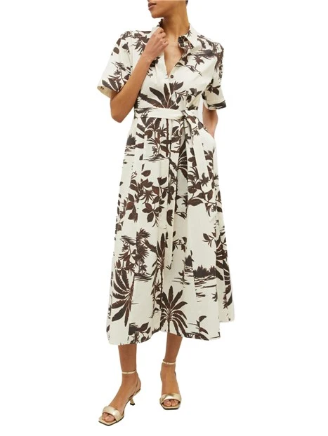 VESTITO CHEMISIER A FANTASIA DONNA BIANCO