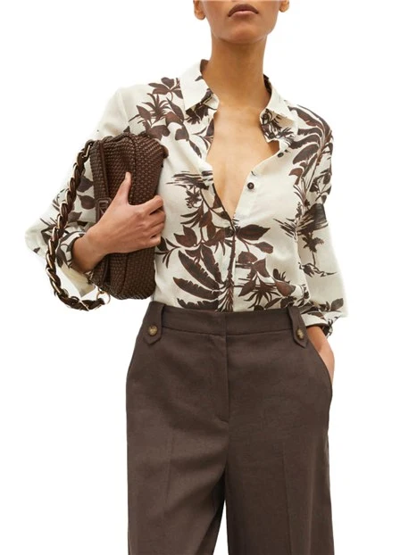 CAMICIA A FANTASIA IN MUSSOLA DI COTONE DONNA BIANCO