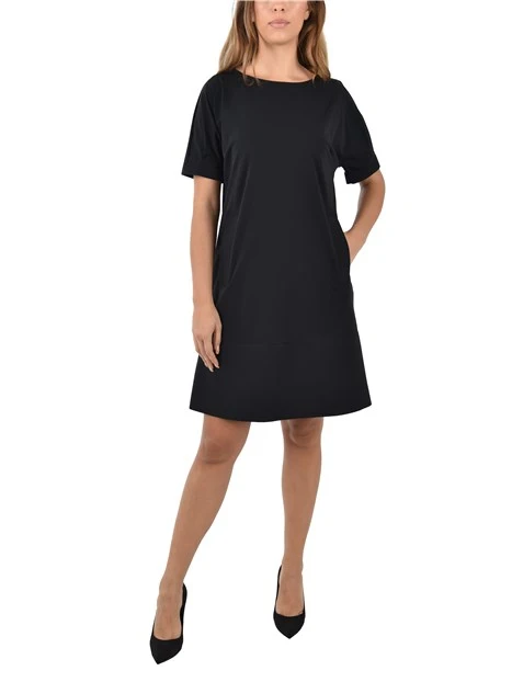 VESTITO CORTO IN JESEY CON  LINEA AD A  DONNA NERO