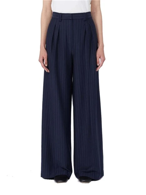 PANTALONI PALAZZO GESSATO DONNA BLU NAVY